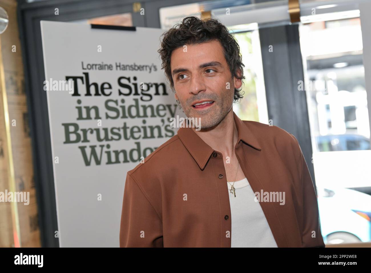Oscar Isaac attends 'The Sign In Sidney Brustein's Window' Cast Photo Call at Figaro on April 21, 2023 in New York City. Stock Photo