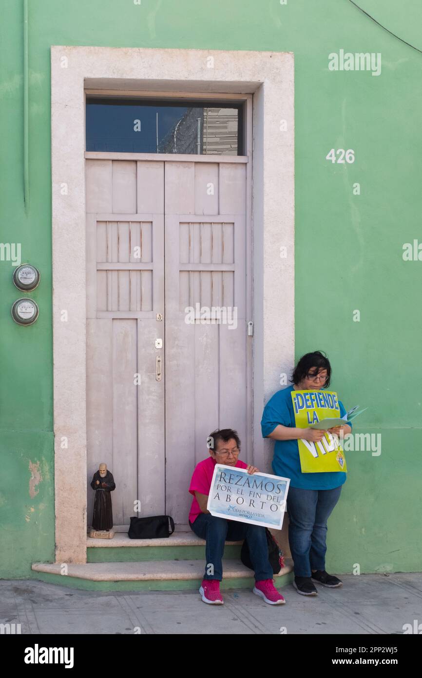 Anti Abortion activists Merida, Mexico Stock Photo