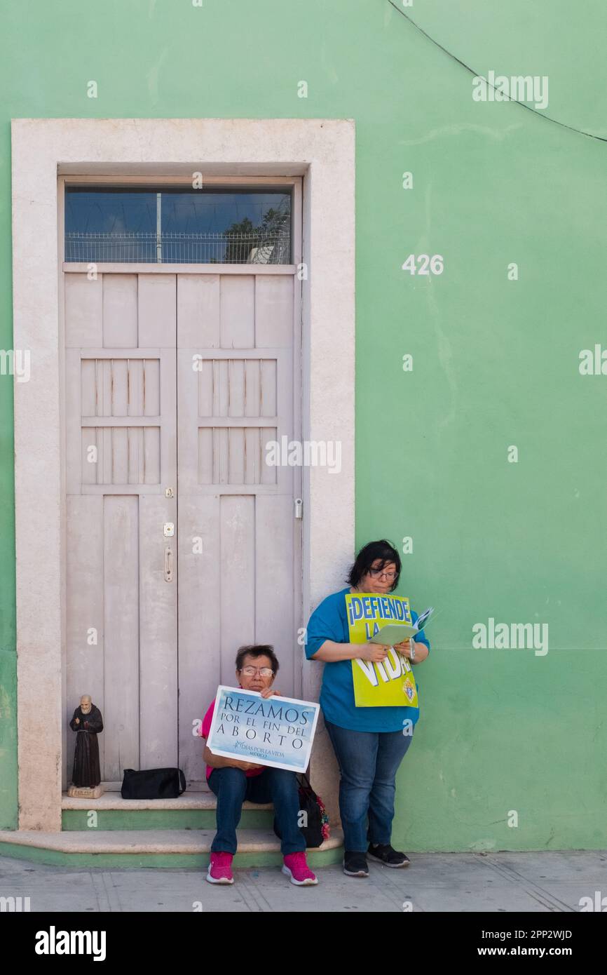 Anti Abortion activists Merida, Mexico Stock Photo
