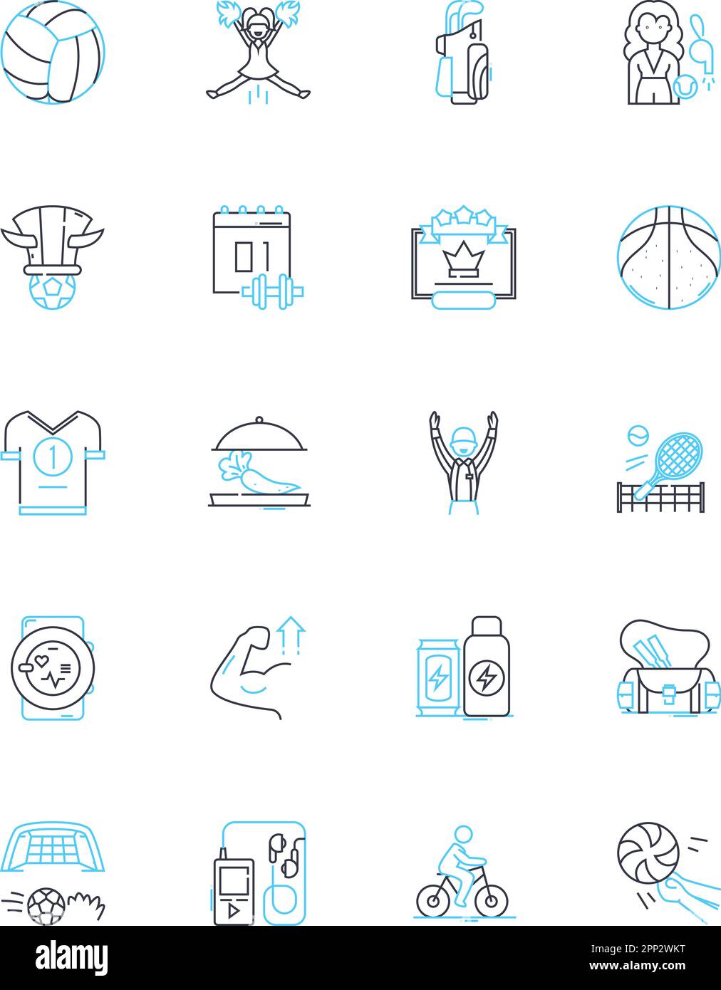 Athletics linear icons set. Sprinting, Running, Jumping, Hurdling, Pole