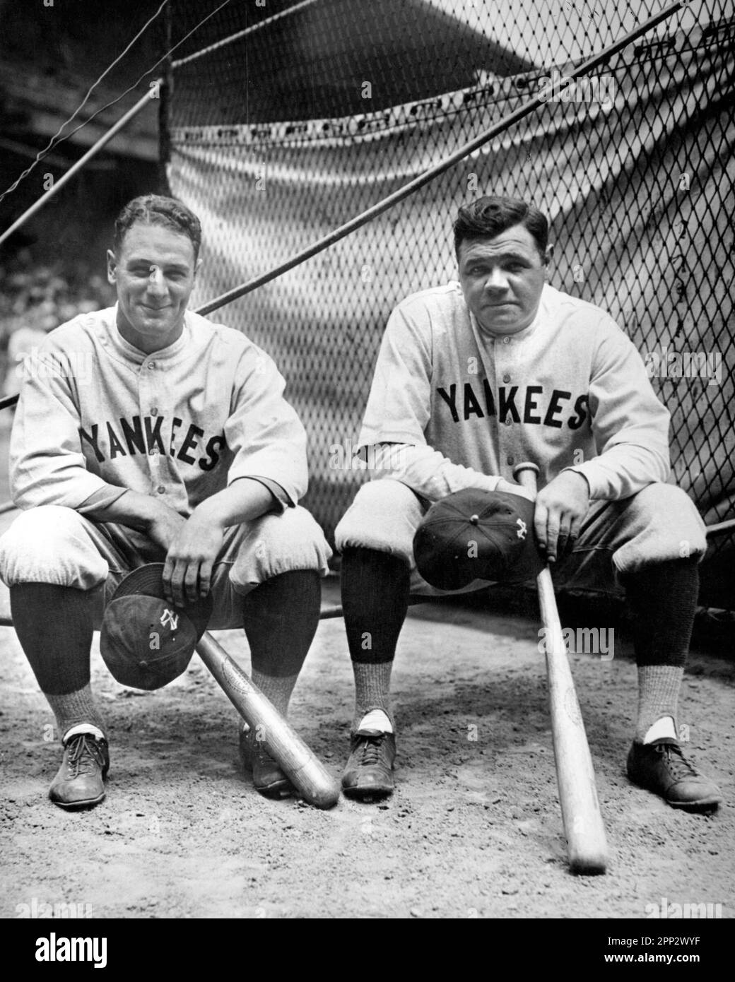 Lou Gehrig and Babe Ruth of the New York Yankees Stock Photo