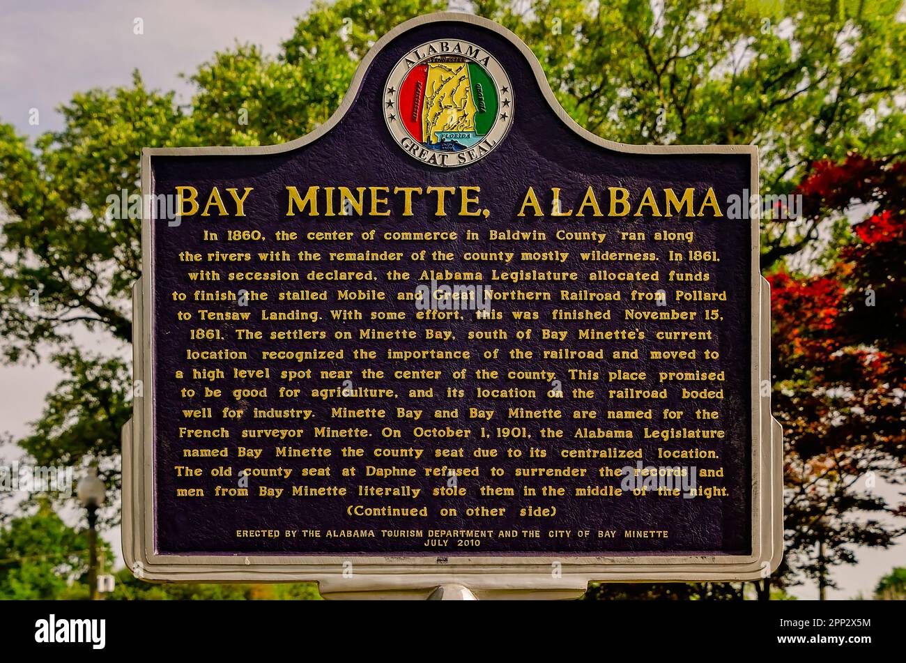 A historic marker tells the history of Bay April 16, 2023, in