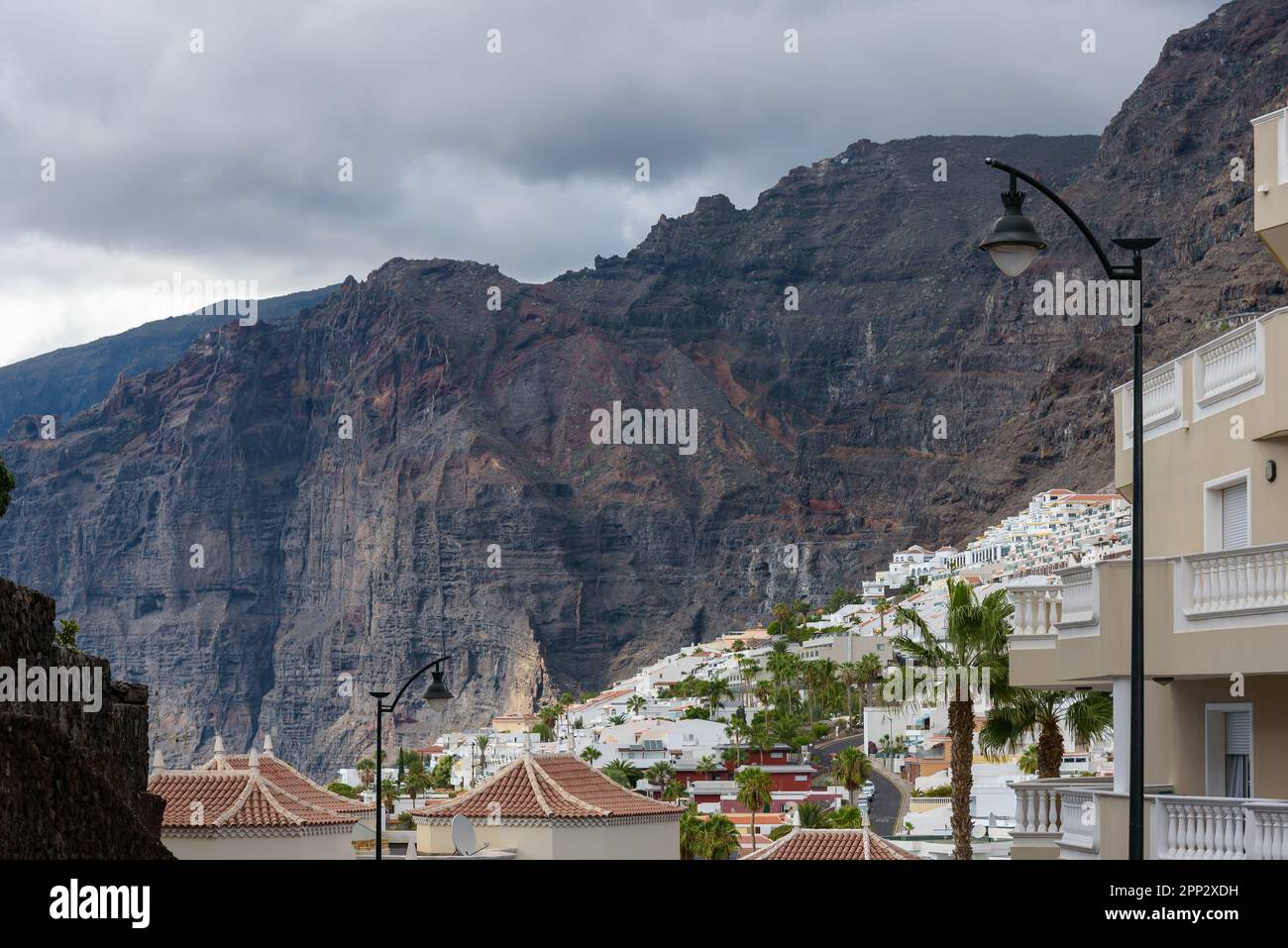 Los Gigantes town at the foot of the cliffs, Tenerife, Canary Islands, Spain Stock Photo