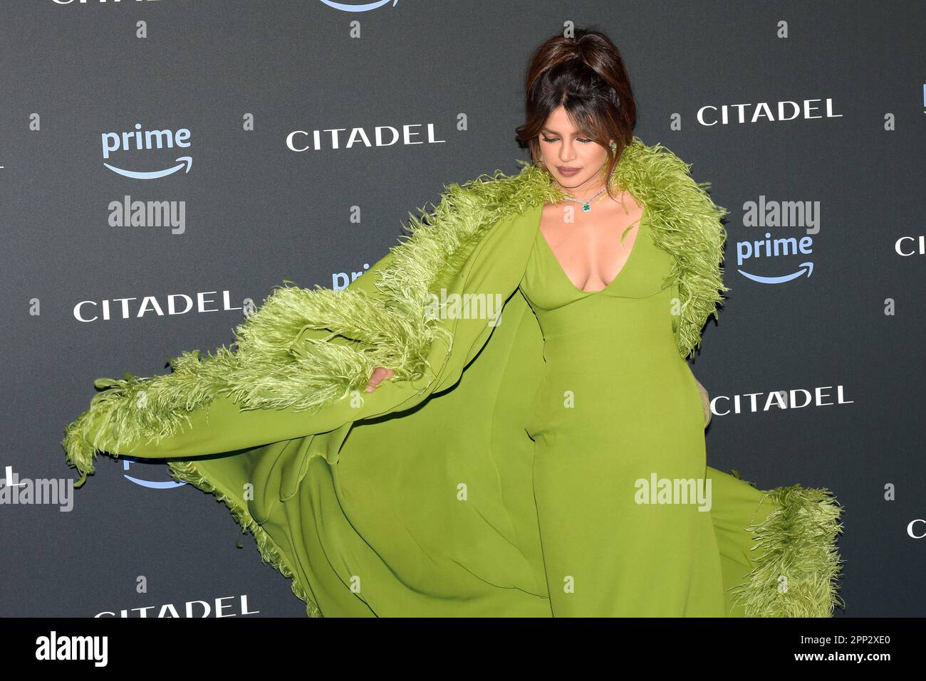 priyanka chopra green ball dress Olive Green Halter Maxi Dress Under main image 1