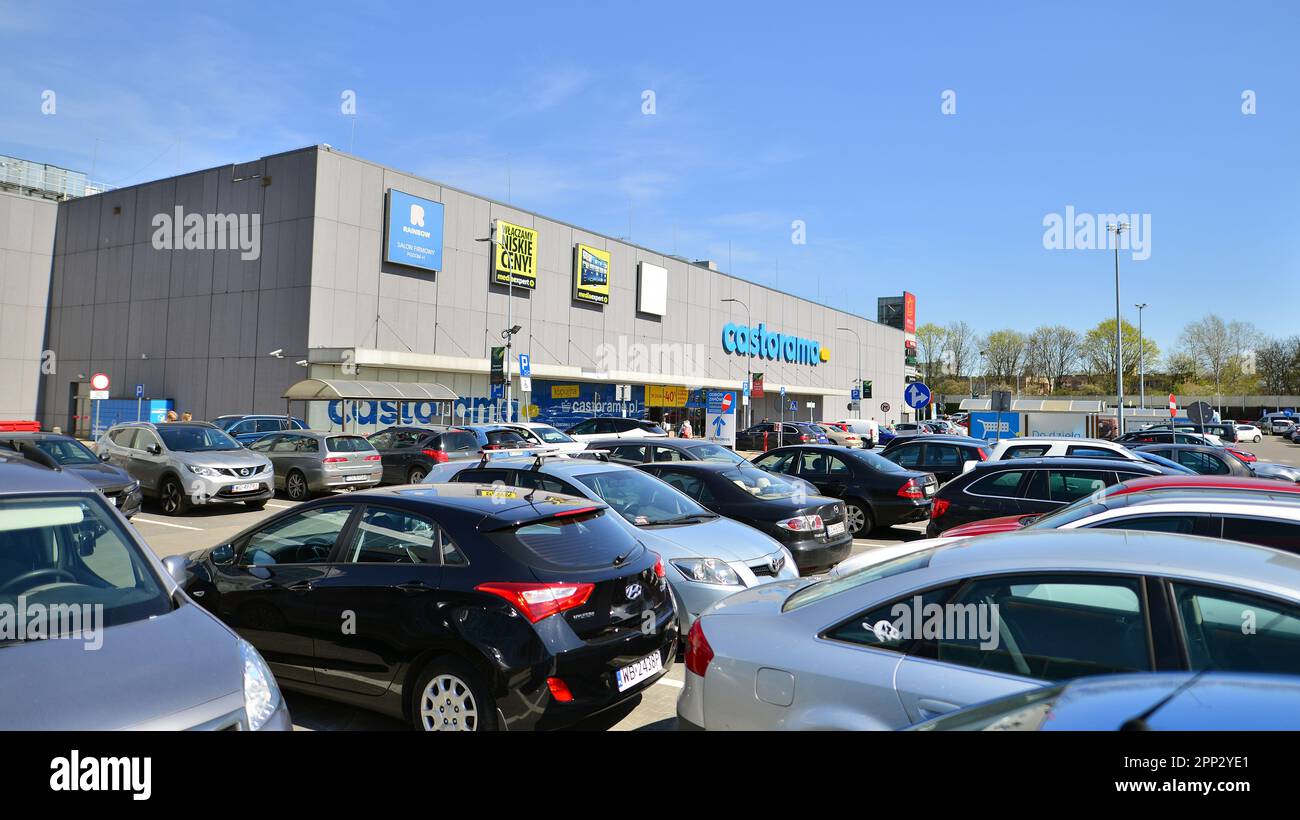 Warsaw, Poland. 21 April 2023. Behind the parked cars you can see the