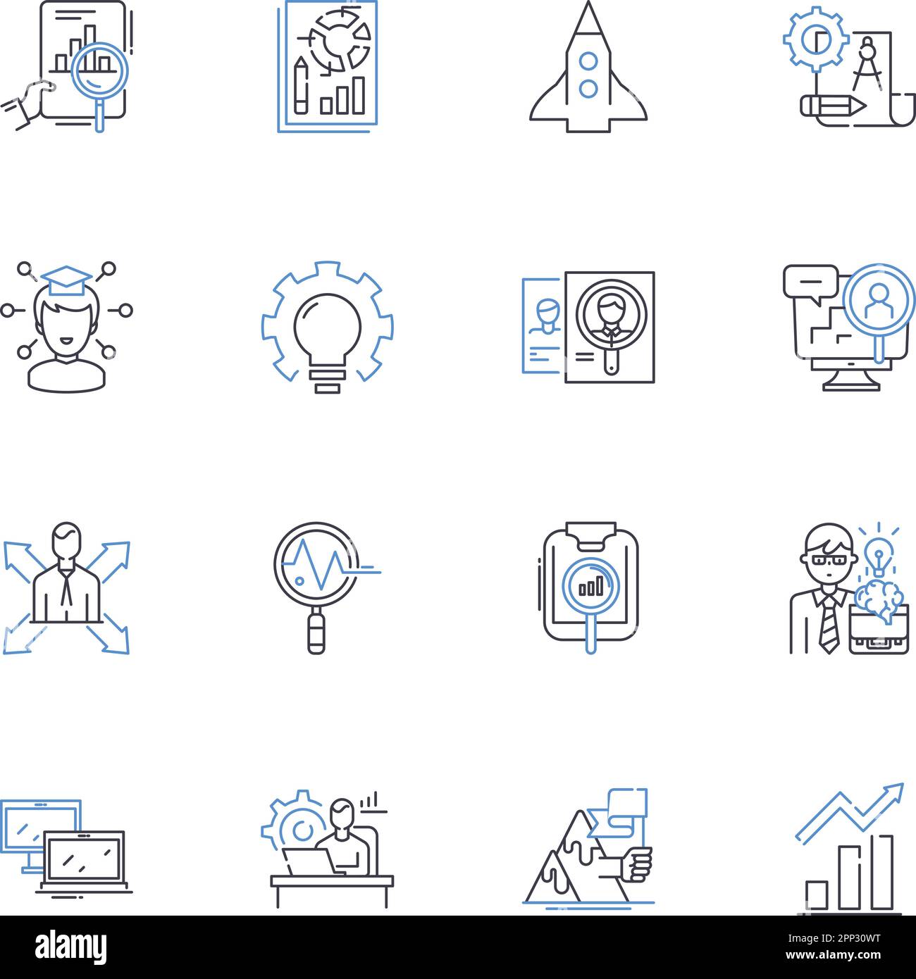 Program line icons collection. Code, Software, Application, Algorithm, Script, Debug, Compiling vector and linear illustration. Interface,Command Stock Vector