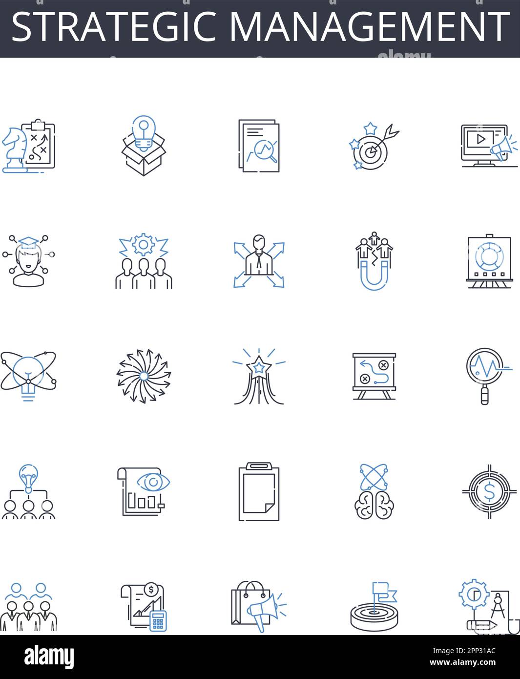 Strategic management line icons collection. Cycling, Running, Swimming ...
