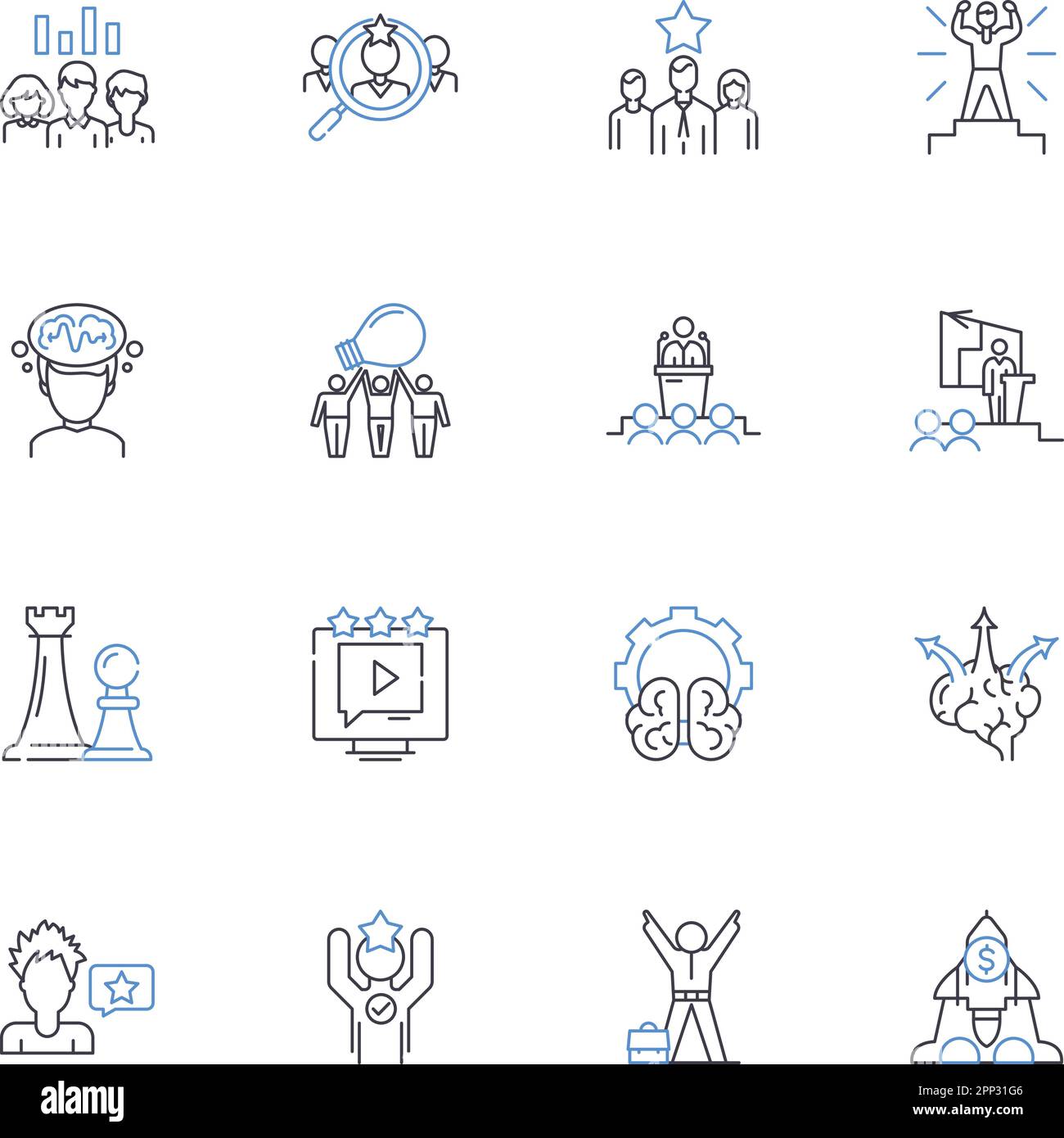 Rulership line icons collection. Authority, Leadership, Monarchy