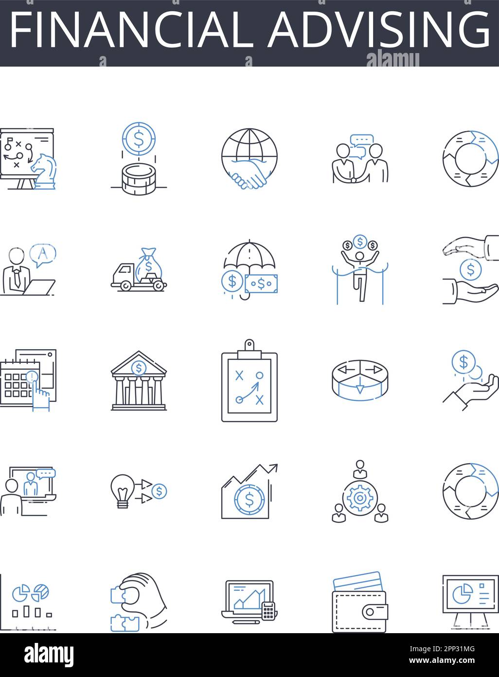 Financial advising line icons collection. eporter, Writer, Journalist ...