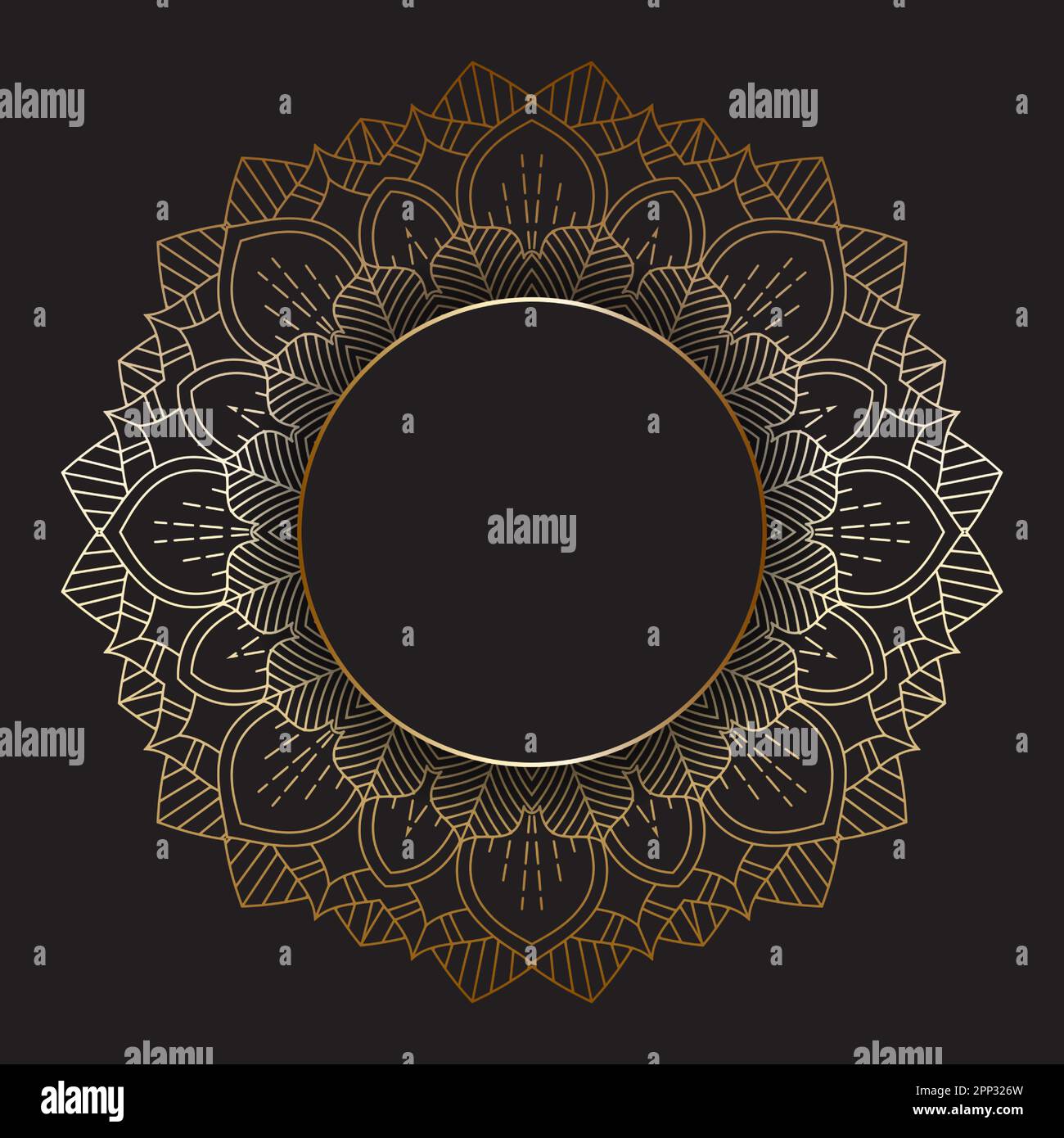 Elegant background with a gold mandala circular frame Stock Vector