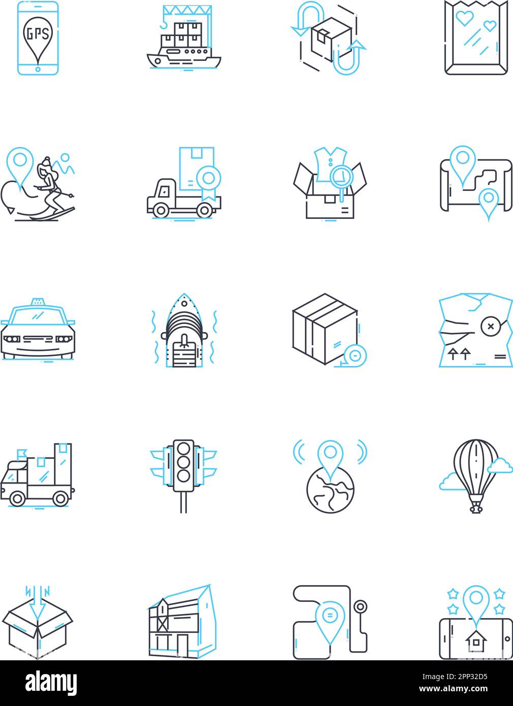 Shipment Services linear icons set. Logistics, Delivery, Transport ...