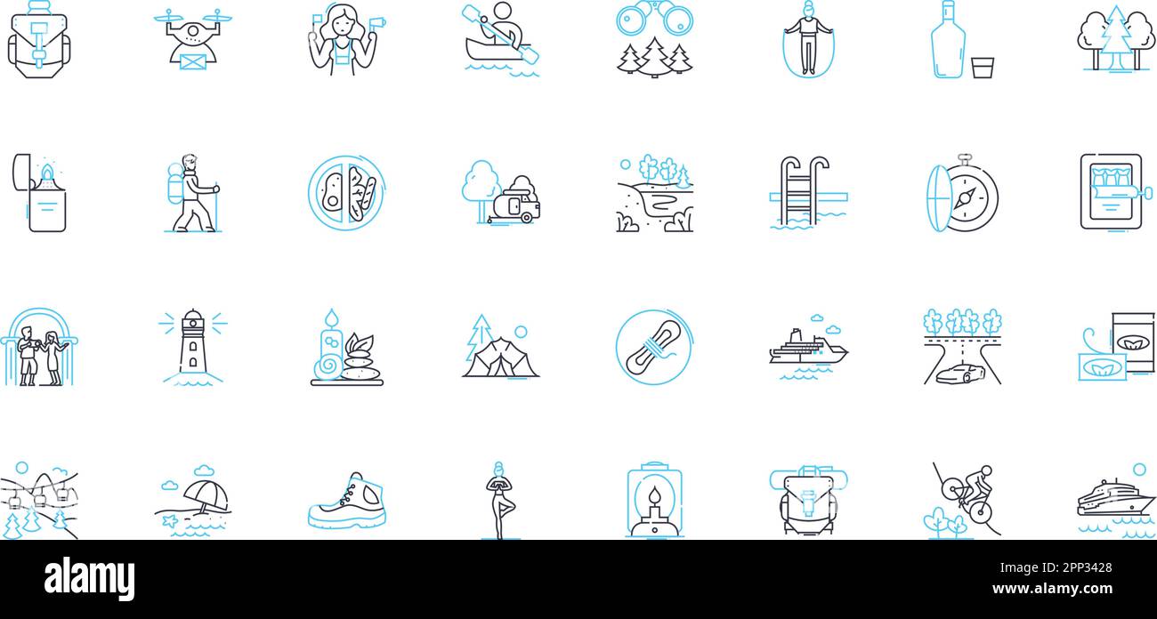 Hospitality linear icons set. Accommodation, Guest, Service, Welcome ...