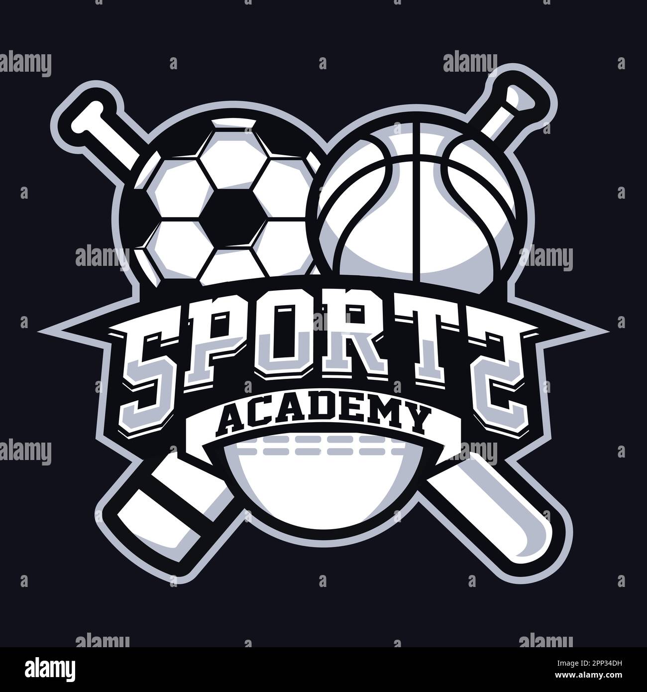 Sports Academy Mascot Logo Design Stock Vector