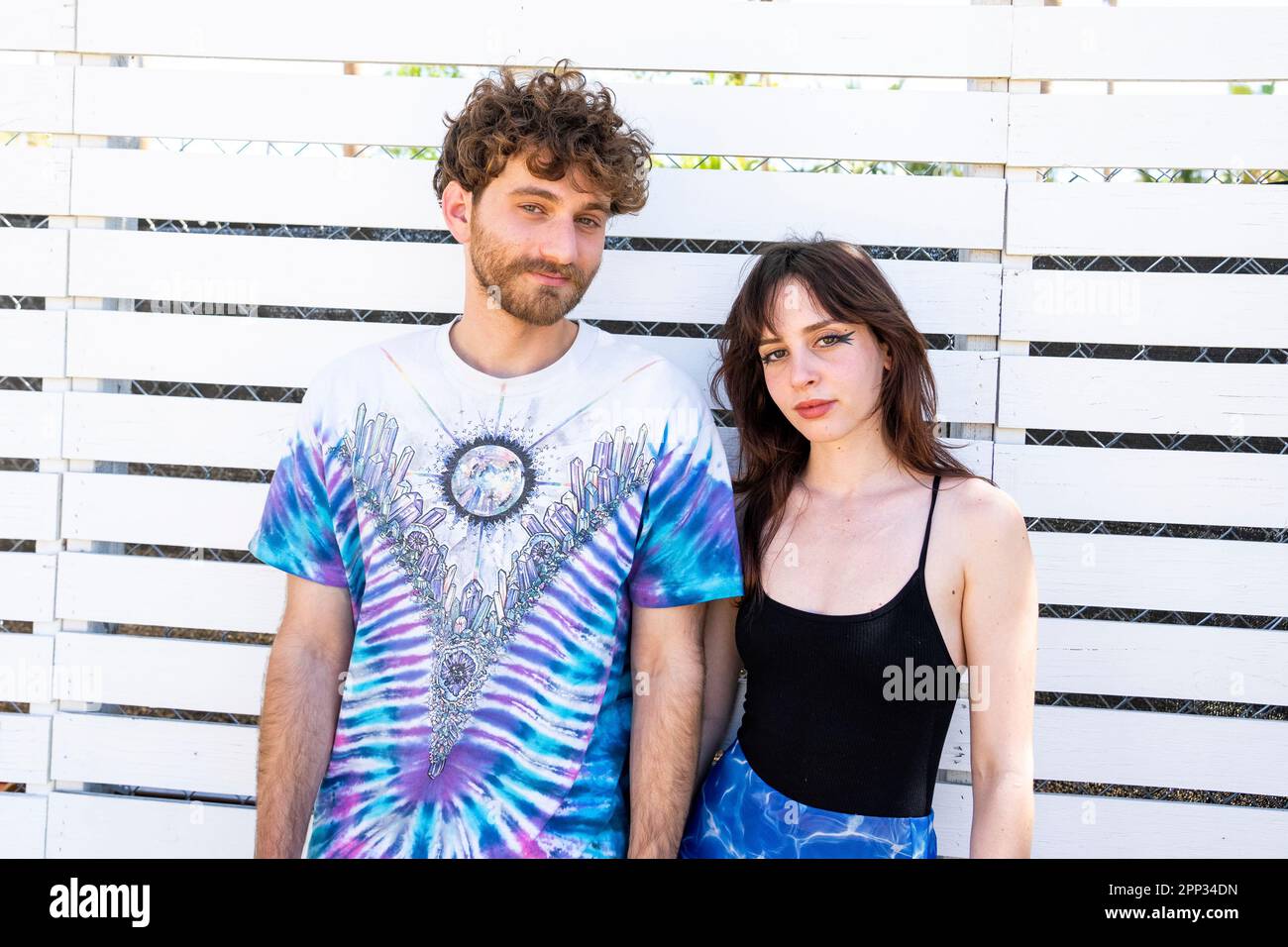 Matthew Lewin, left, and Mica Tenenbaum of Magdalena Bay pose at the