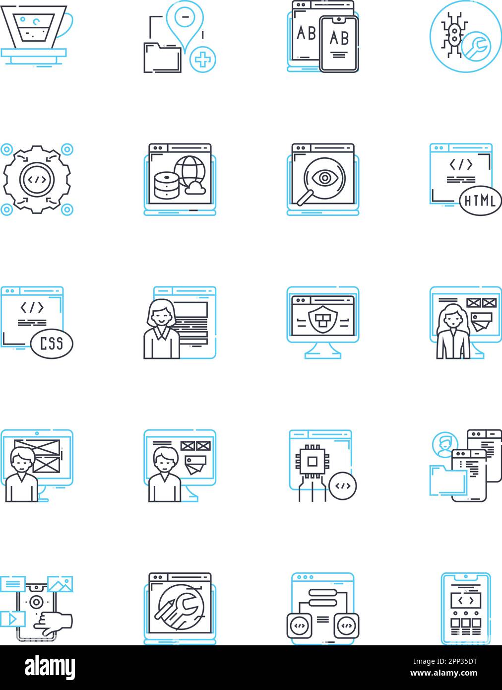 Legal assistance linear icons set. Lawyers, Litigation, Counsel ...