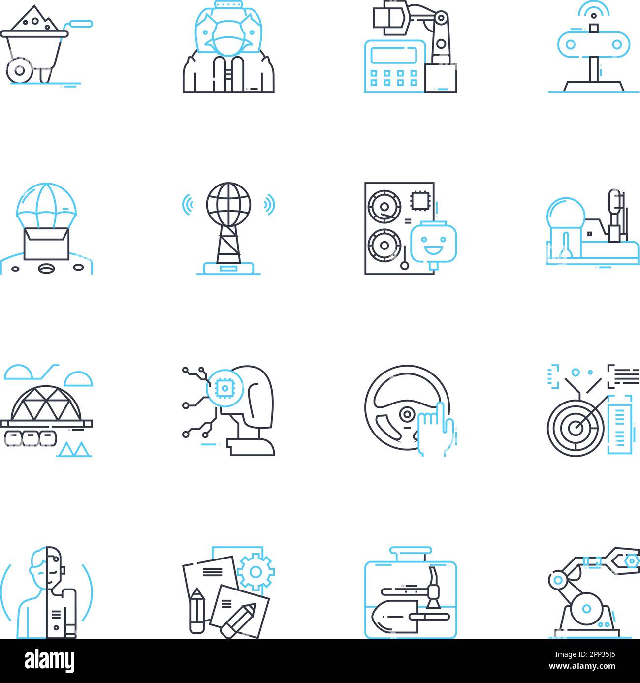 Architect linear icons set. Design, Blueprint, Structure, Blueprinting, Planning, Development, Renovation line vector and concept signs. Building Stock Vector