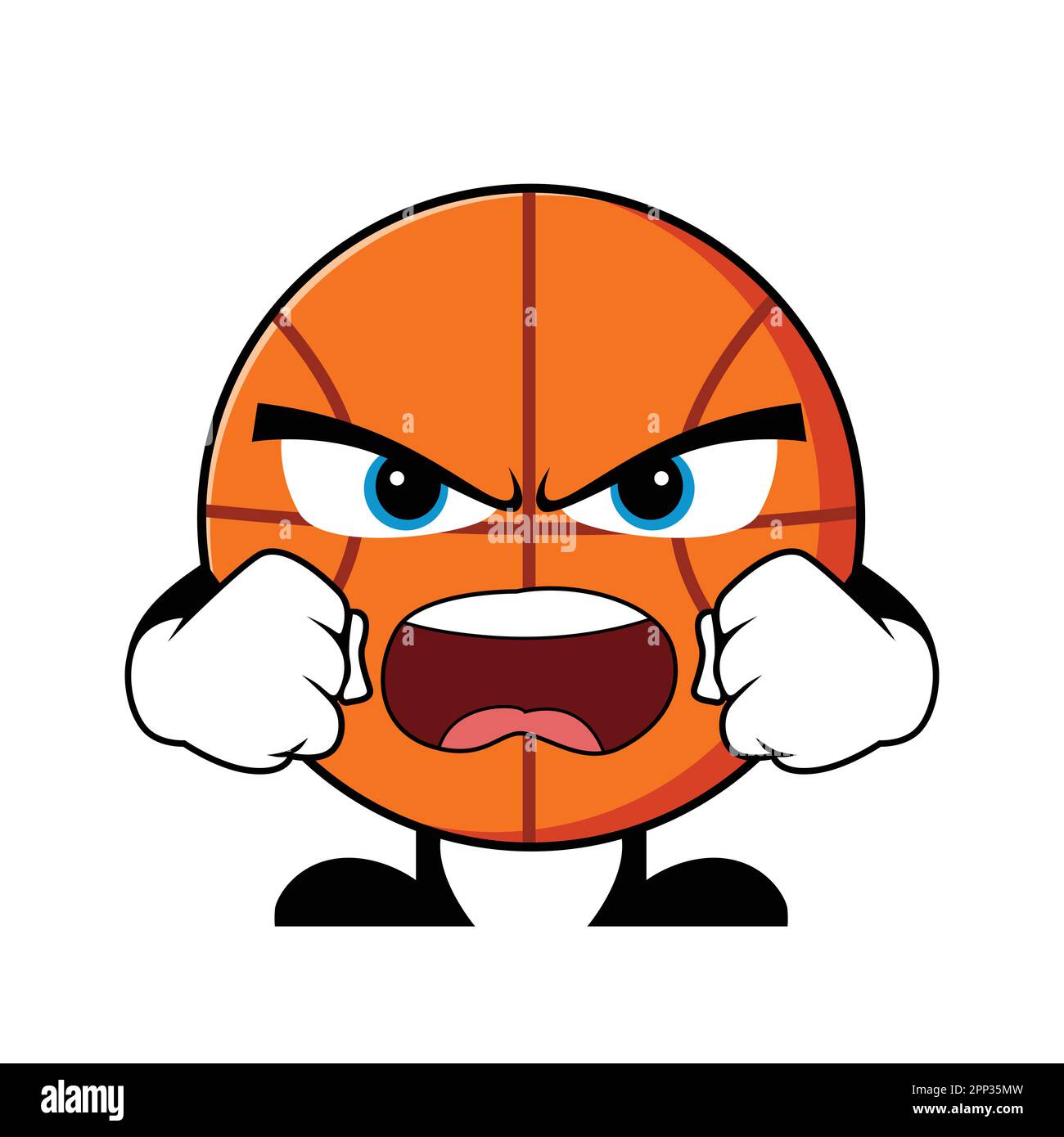 Angry Basketball Cartoon Character. Mascot Character vector. Stock Vector