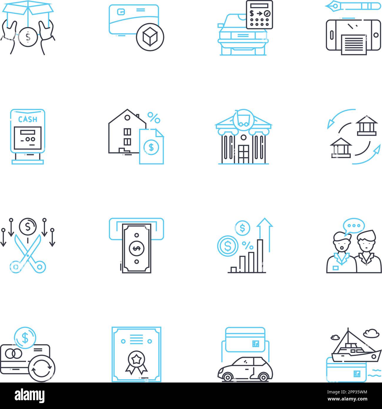 Risk assessment linear icons set. Probability, Vulnerability, Threat