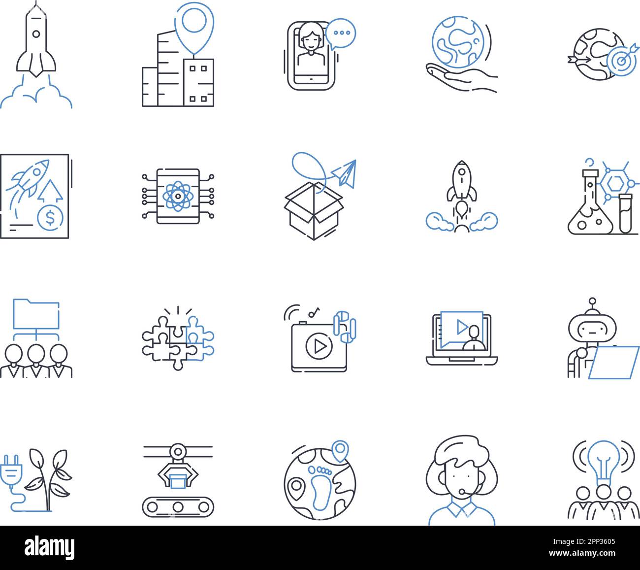 Trailblazing expertise line icons collection. Innovation, Creativity 