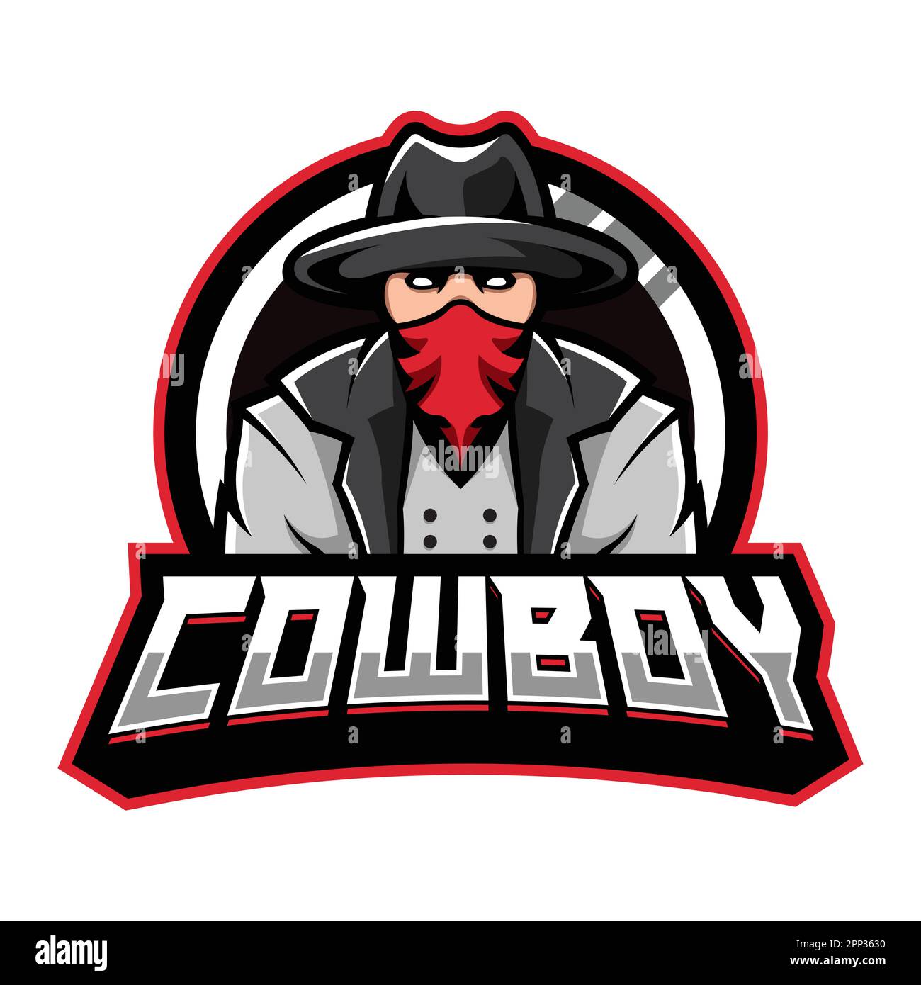 Cowboy Mascot Logo Design Stock Vector