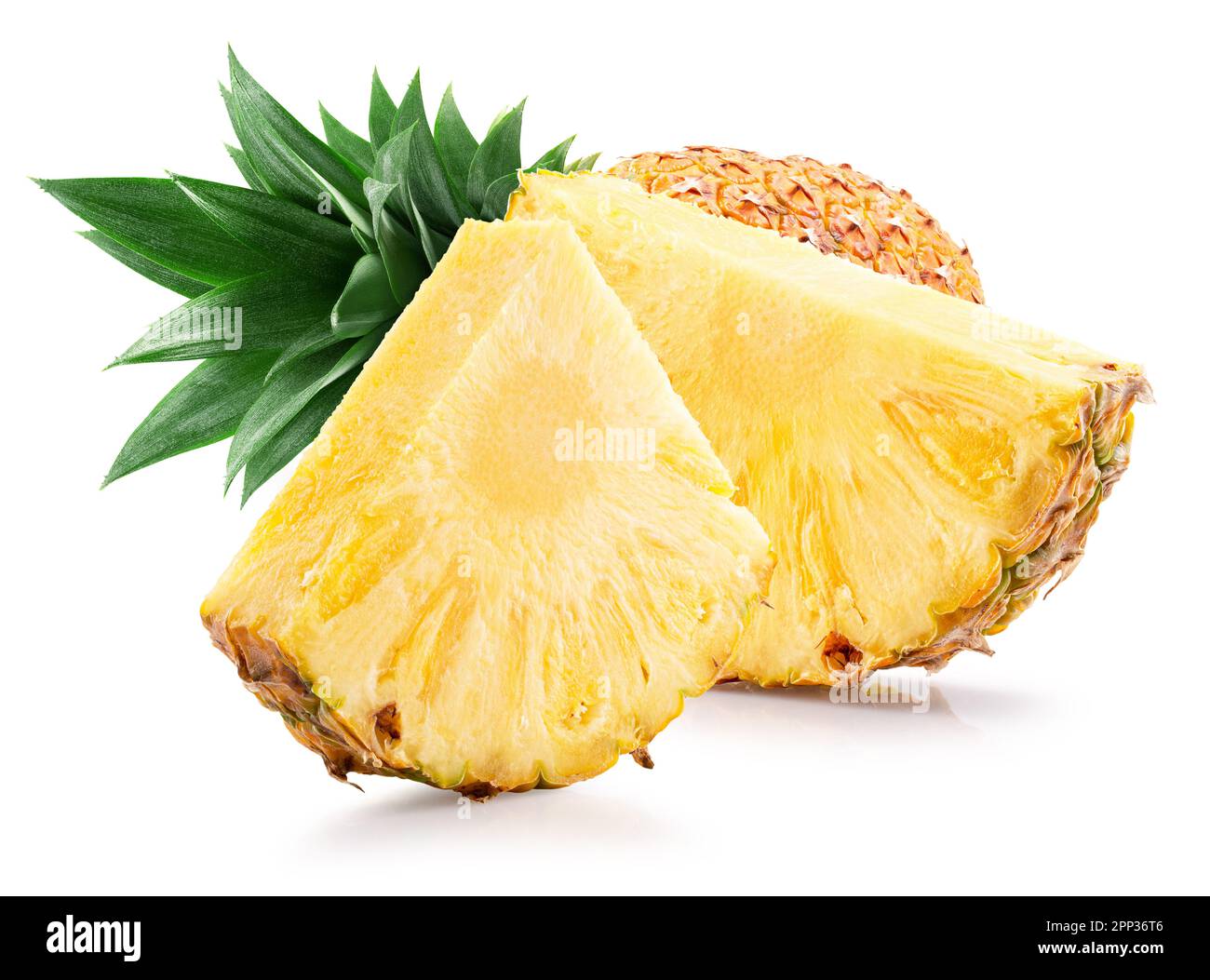 pineapple slices with leaves isolated on a white background Stock Photo ...