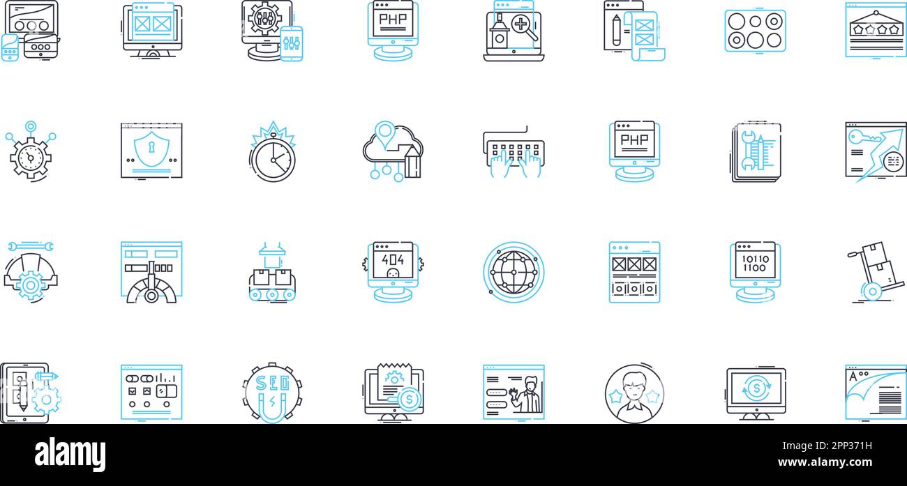 Web design linear icons set. Typography, Layout, Navigation, Responsive ...