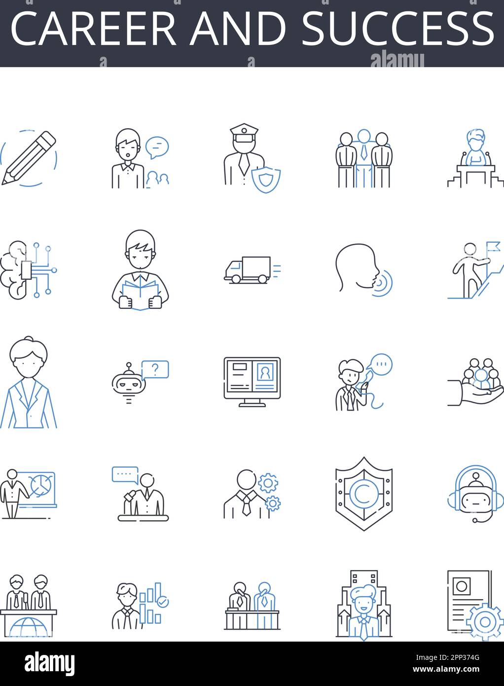 Career and success line icons collection. Profession, Occupation, Job ...