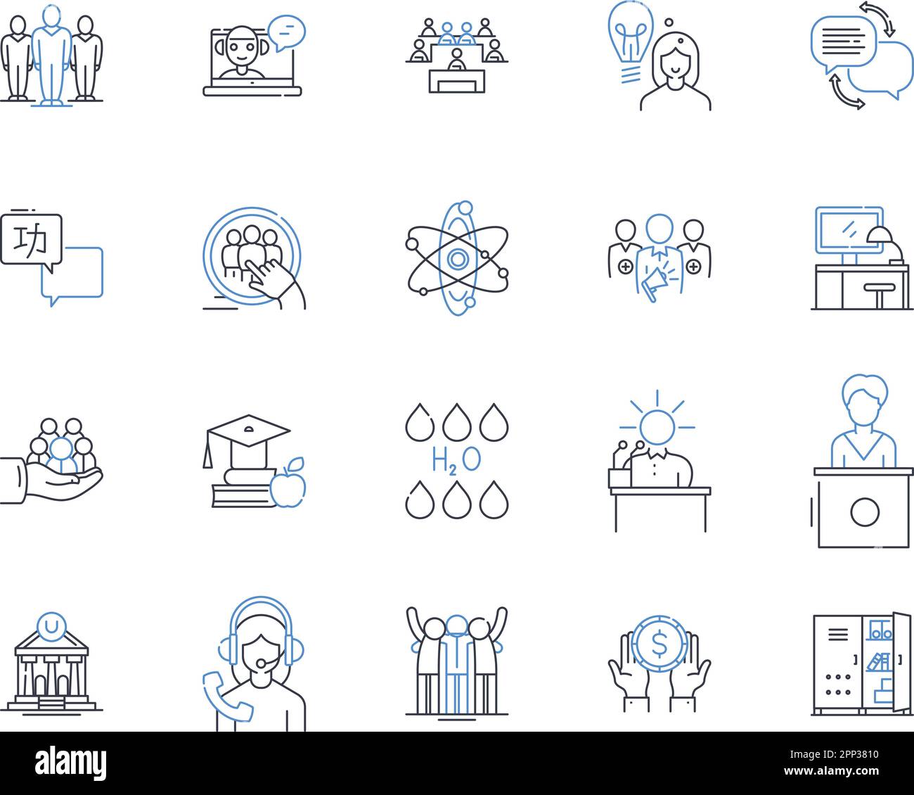 Grasping ideas line icons collection. Comprehend, Capture, Understand, Interpret, Grasp, Absorb, Conceptualize vector and linear illustration Stock Vector