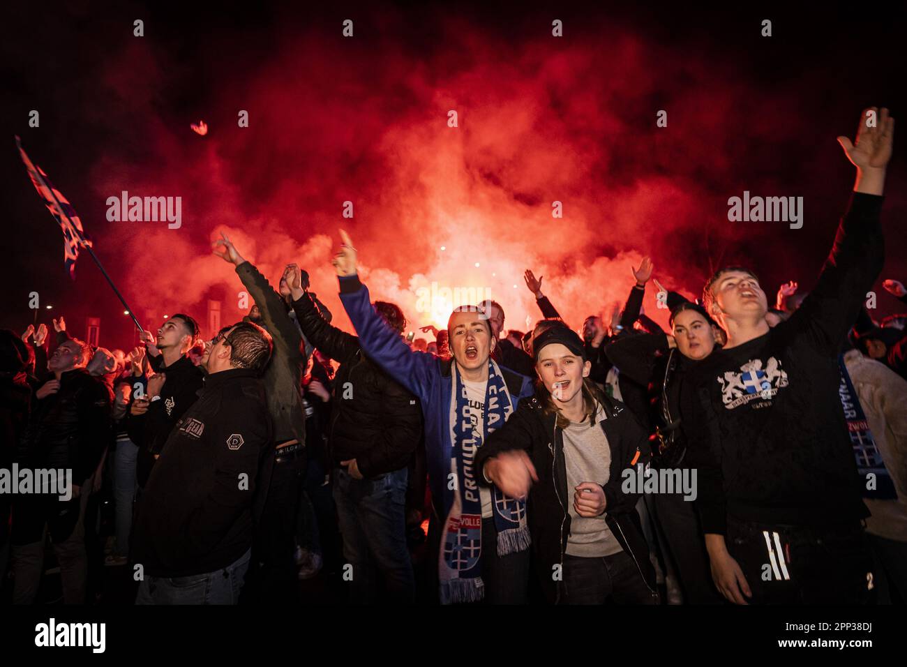 ZWOLLE Supporters of PEC Zwolle the players of the club at