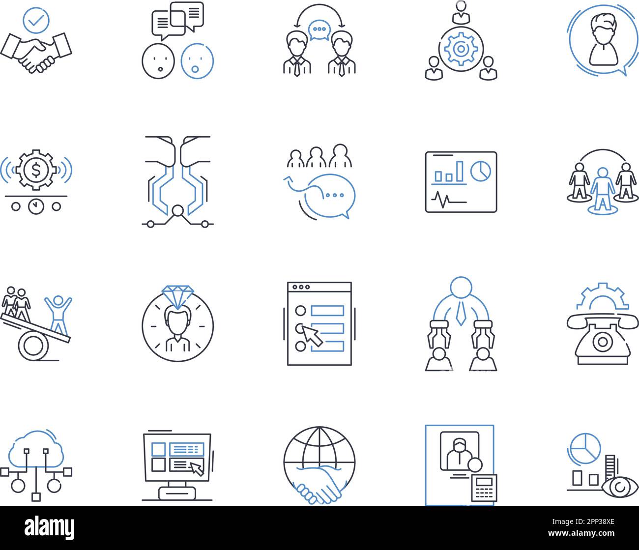 Process optimization line icons collection. Streamlining, Efficiency, Automation, Rationalization, Standardization, Improvement, Analysis vector and Stock Vector