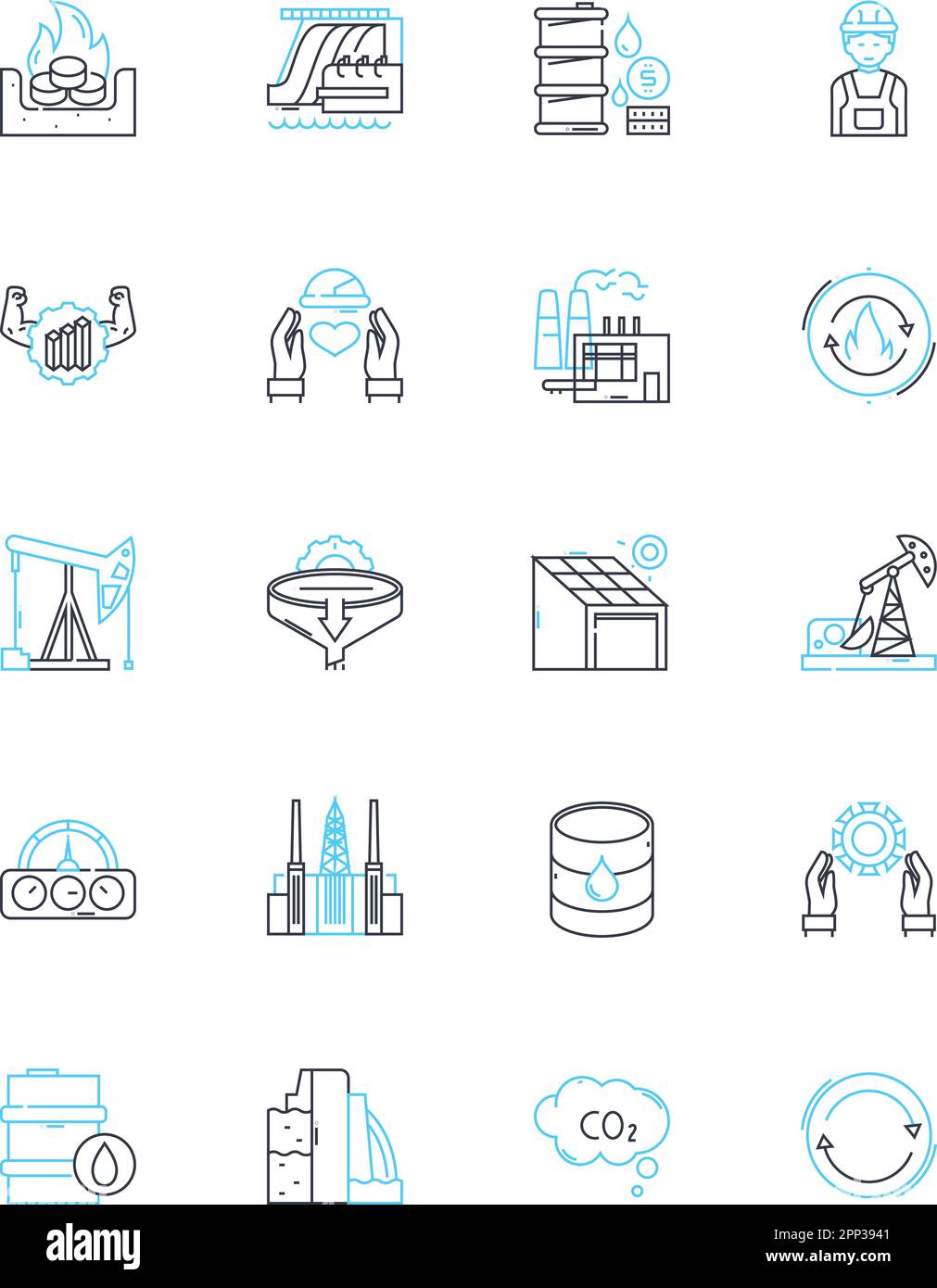 Advanced manufacturing linear icons set. Automation, Robotics ...