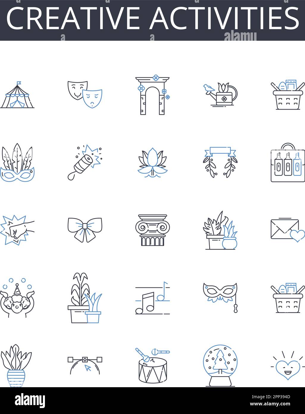 Creative activities line icons collection. Artistic expression ...