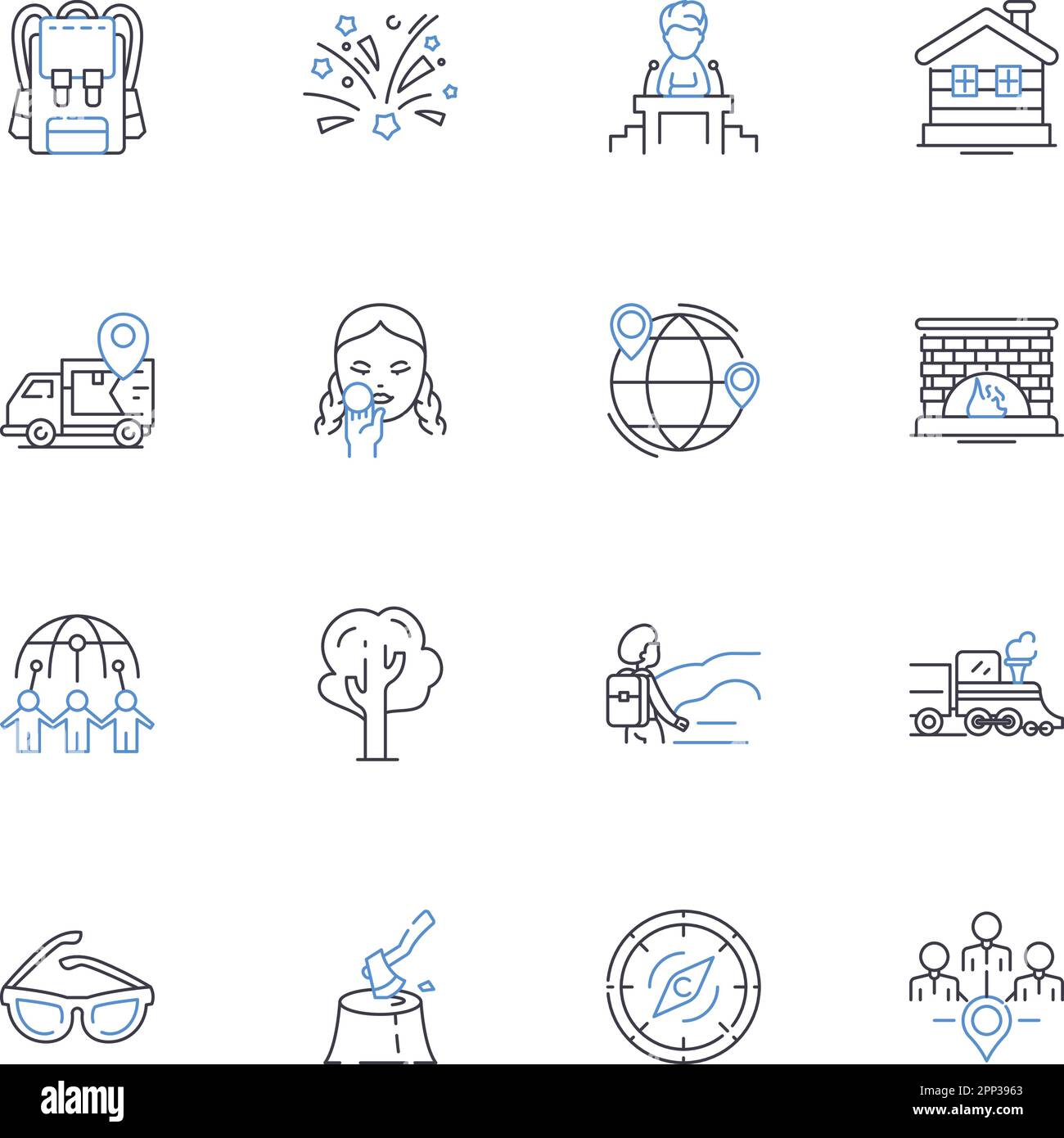 Timeout line icons collection. Break, Pause, Halt, Rest, Intermission, Breather, Suspension vector and linear illustration. Cessation,Interlude Stock Vector