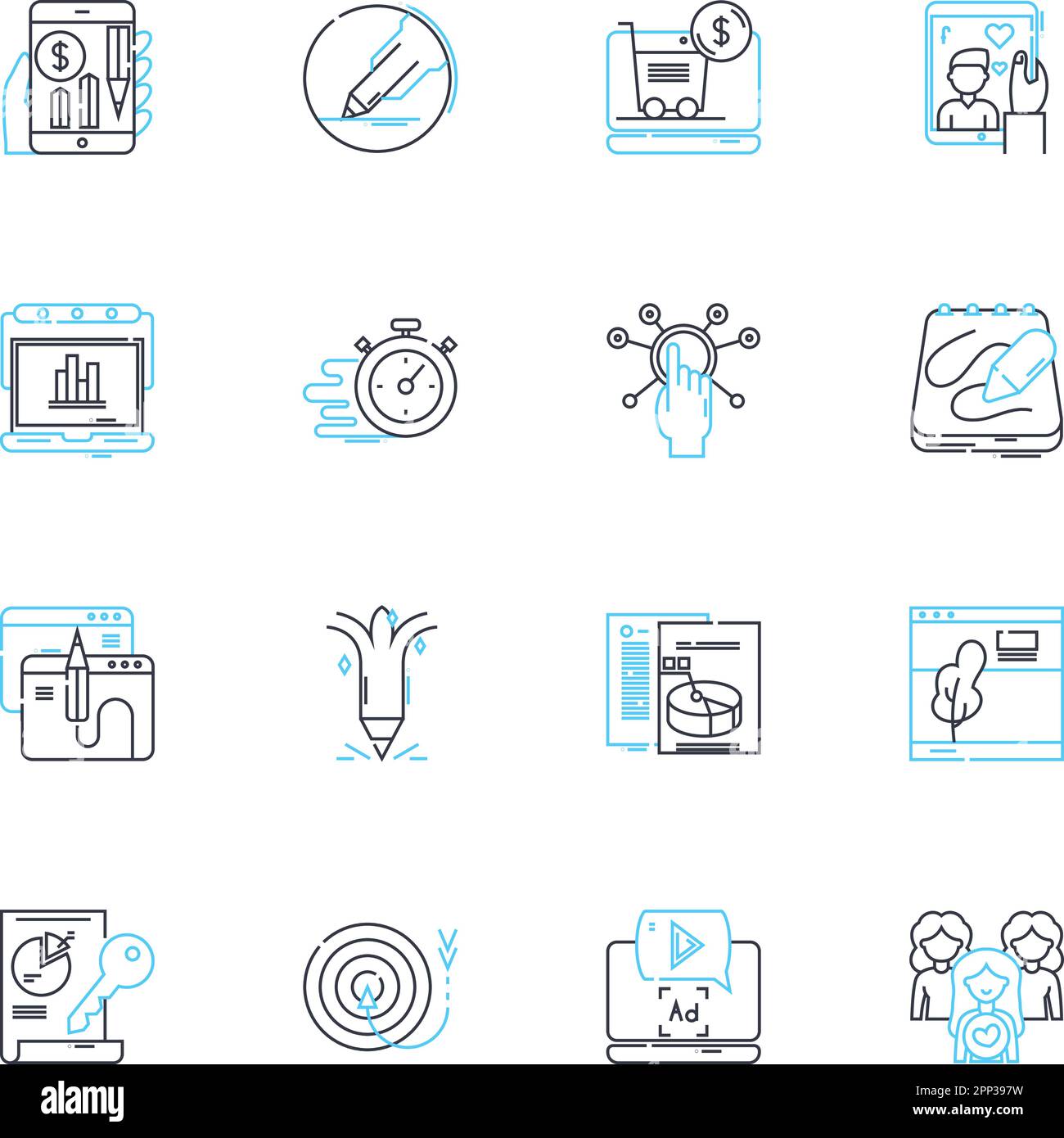 User experience linear icons set. Navigation, Engagement, Flow, Accessibility, Feedback, Clarity, Intuitiveness line vector and concept signs Stock Vector