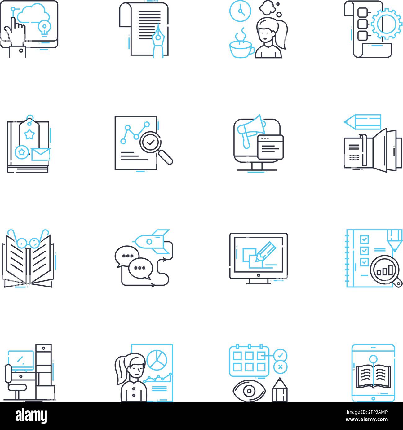 Diary linear icons set. Journal, Notebook, Memoir, Record 