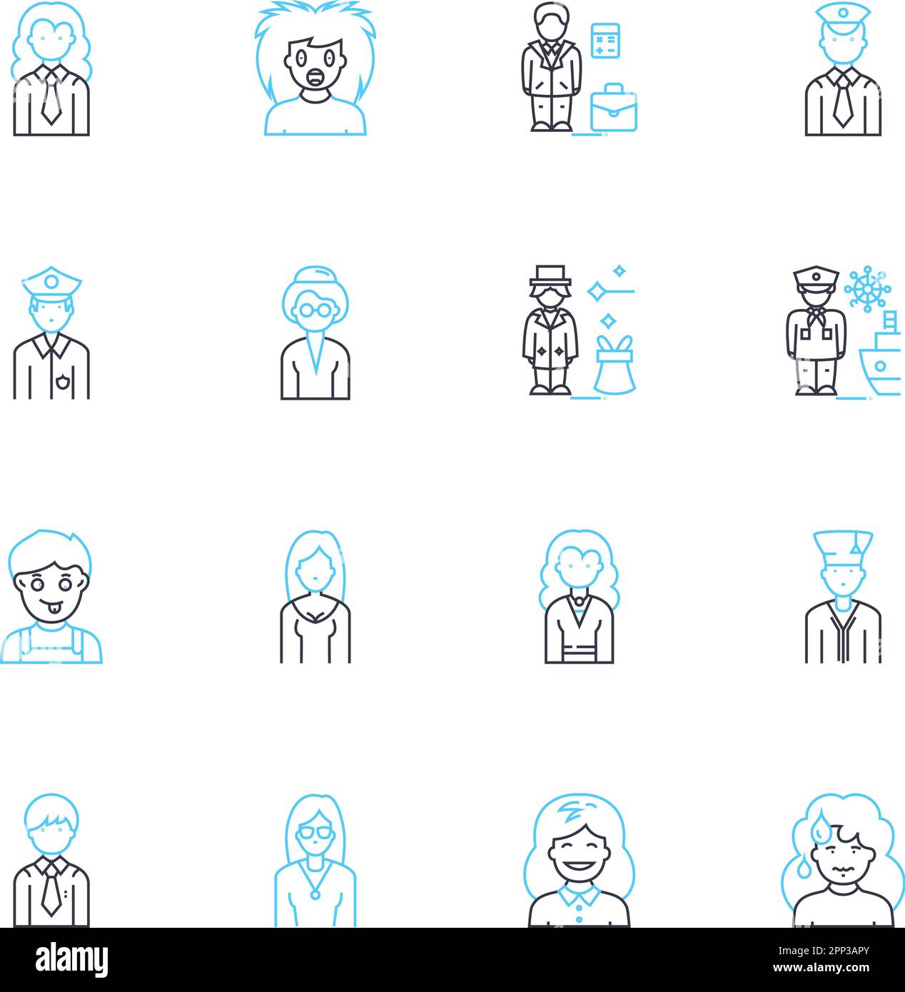 Individual persona linear icons set. Self, Identity, Ego, Personality, Character, Traits, Self-concept line vector and concept signs. Self-esteem Stock Vector