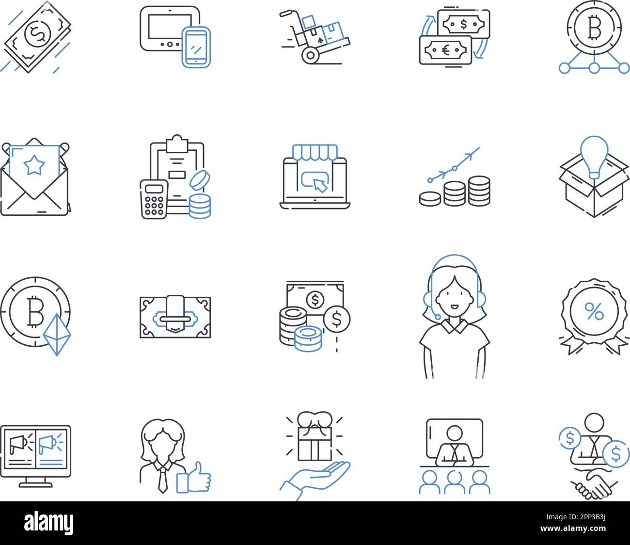 Corner store and salary line icons collection. Convenience