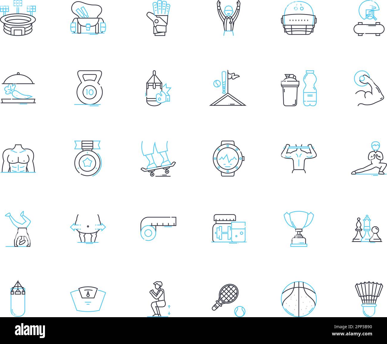 Physical activity linear icons set. Exercise, Movement, Fitness 