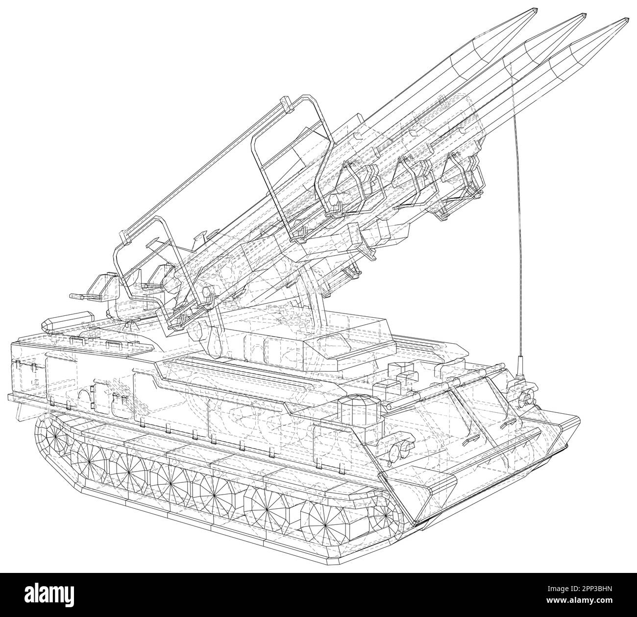 Industrial Rocket launcher. Wire-frame. Digital technology x-ray ...