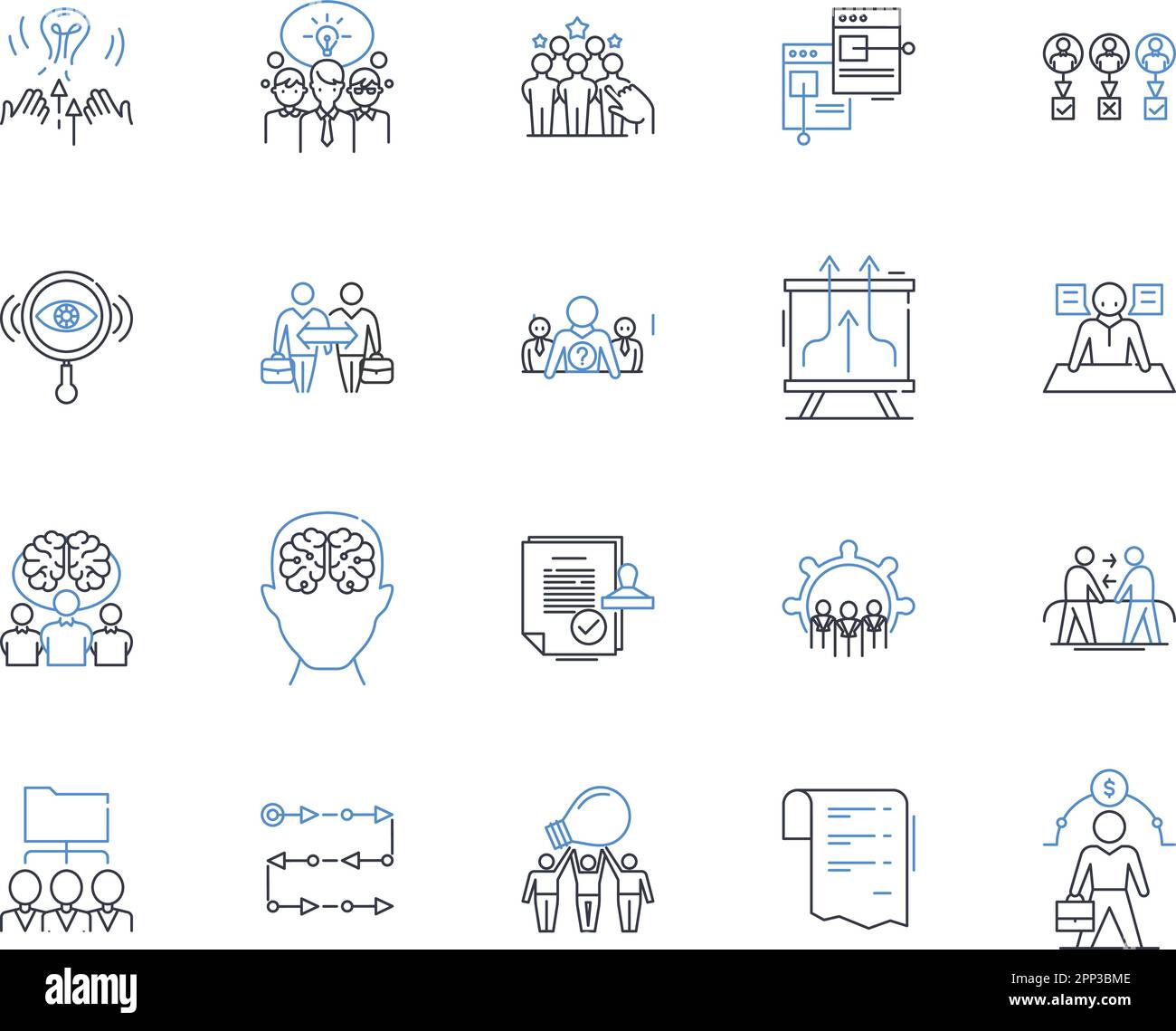 Communication skills line icons collection. clarity, active listening, feedback, empathy, negotiation, persuasiveness, diplomacy vector and linear Stock Vector