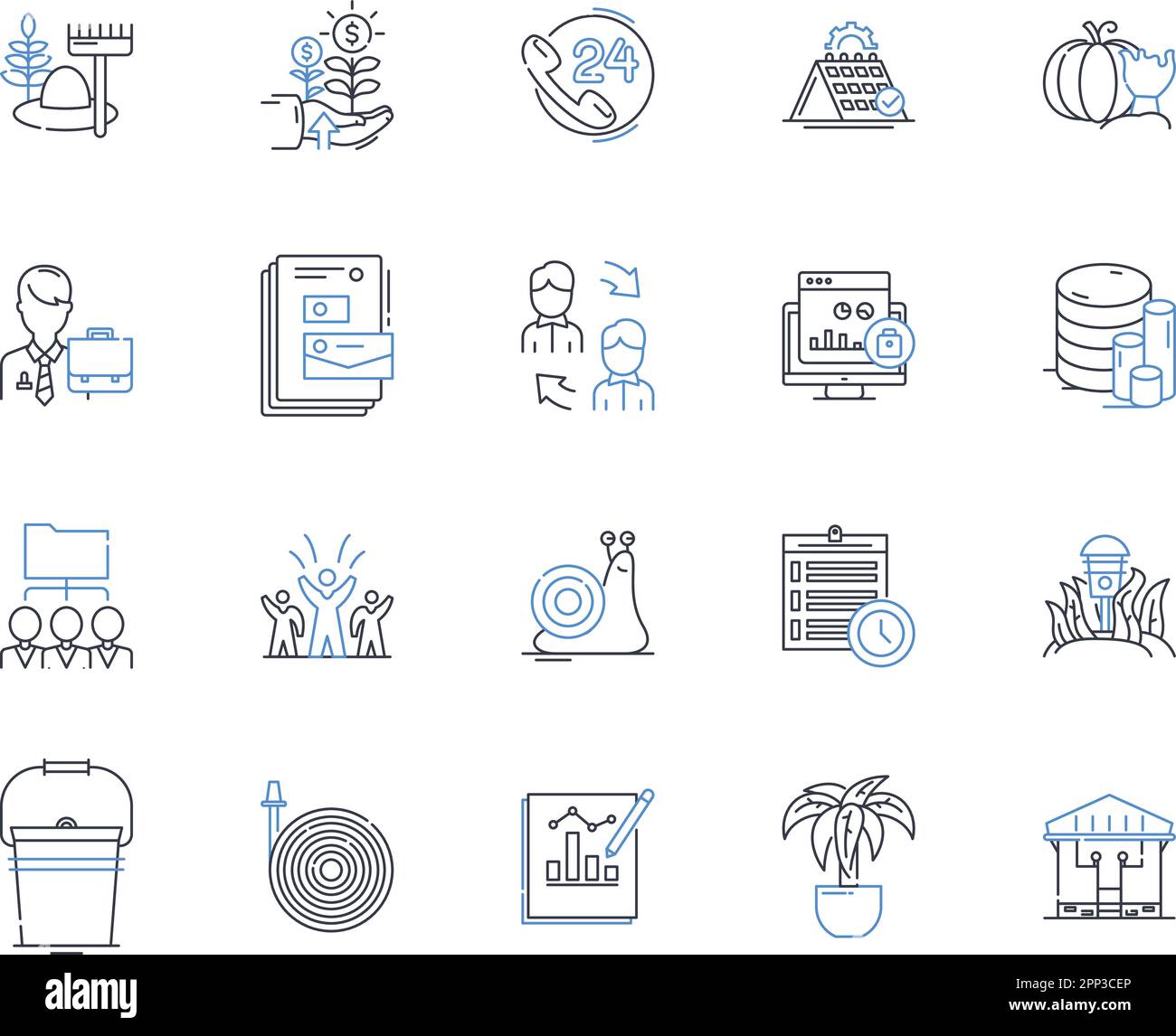 Crop cultivation line icons collection. Agronomy, Soil types, Irrigation, Fertilizers, Harvesting, Tillage, Crop rotations vector and linear Stock Vector