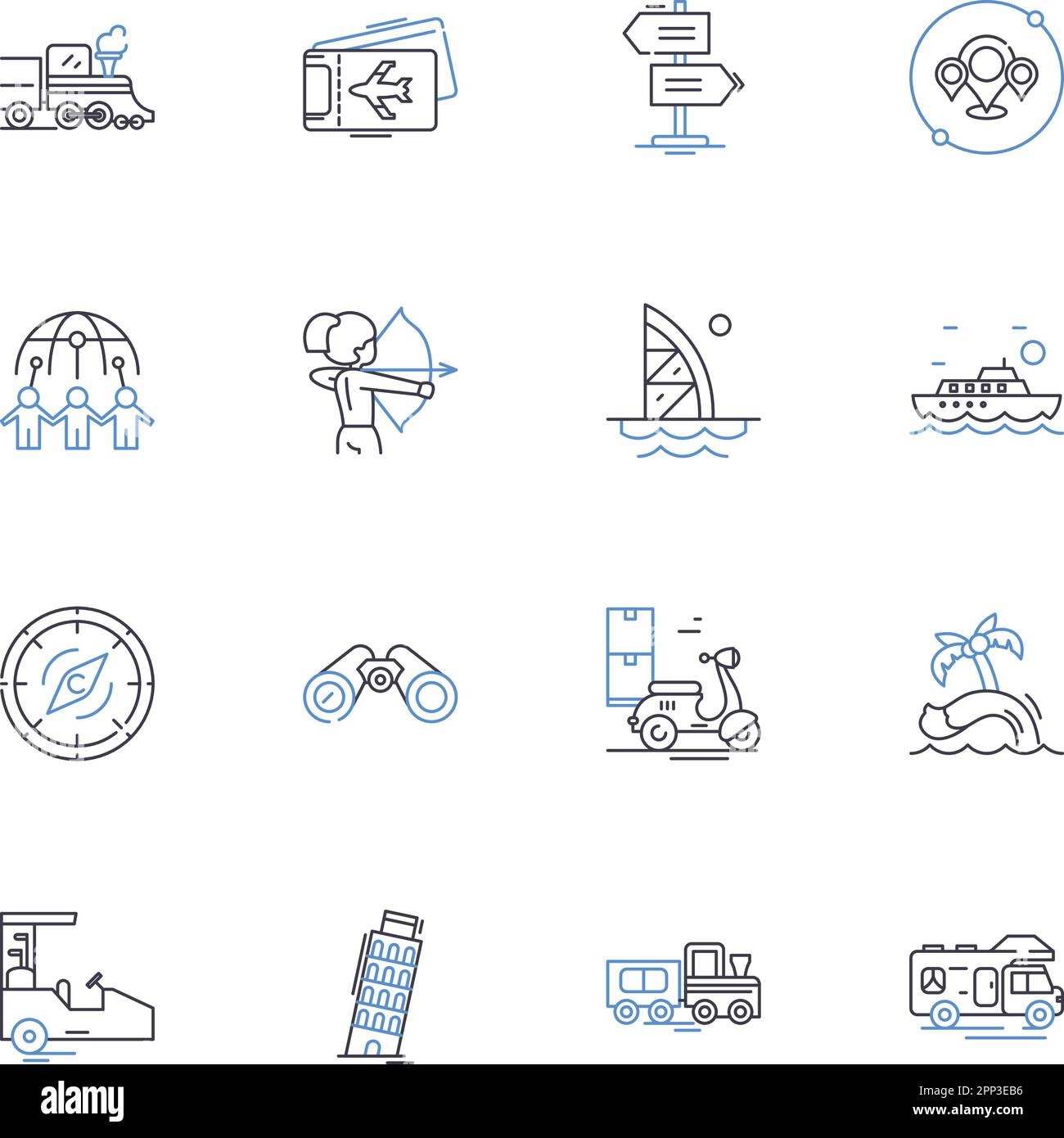 Questing line icons collection. Adventure, Exploration, Journey