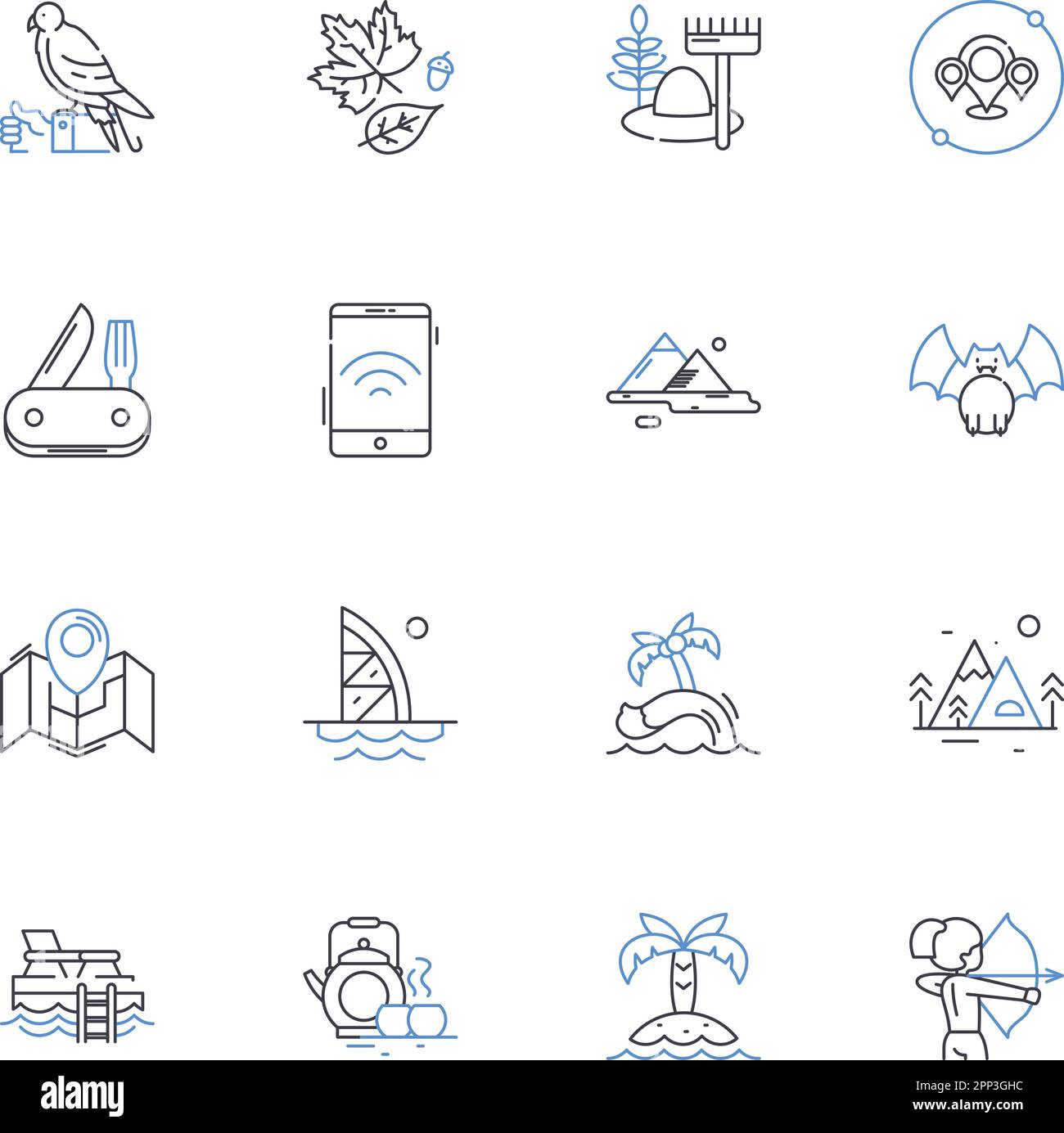 Scuba diving line icons collection. Adventure, Underwater, Exploration 