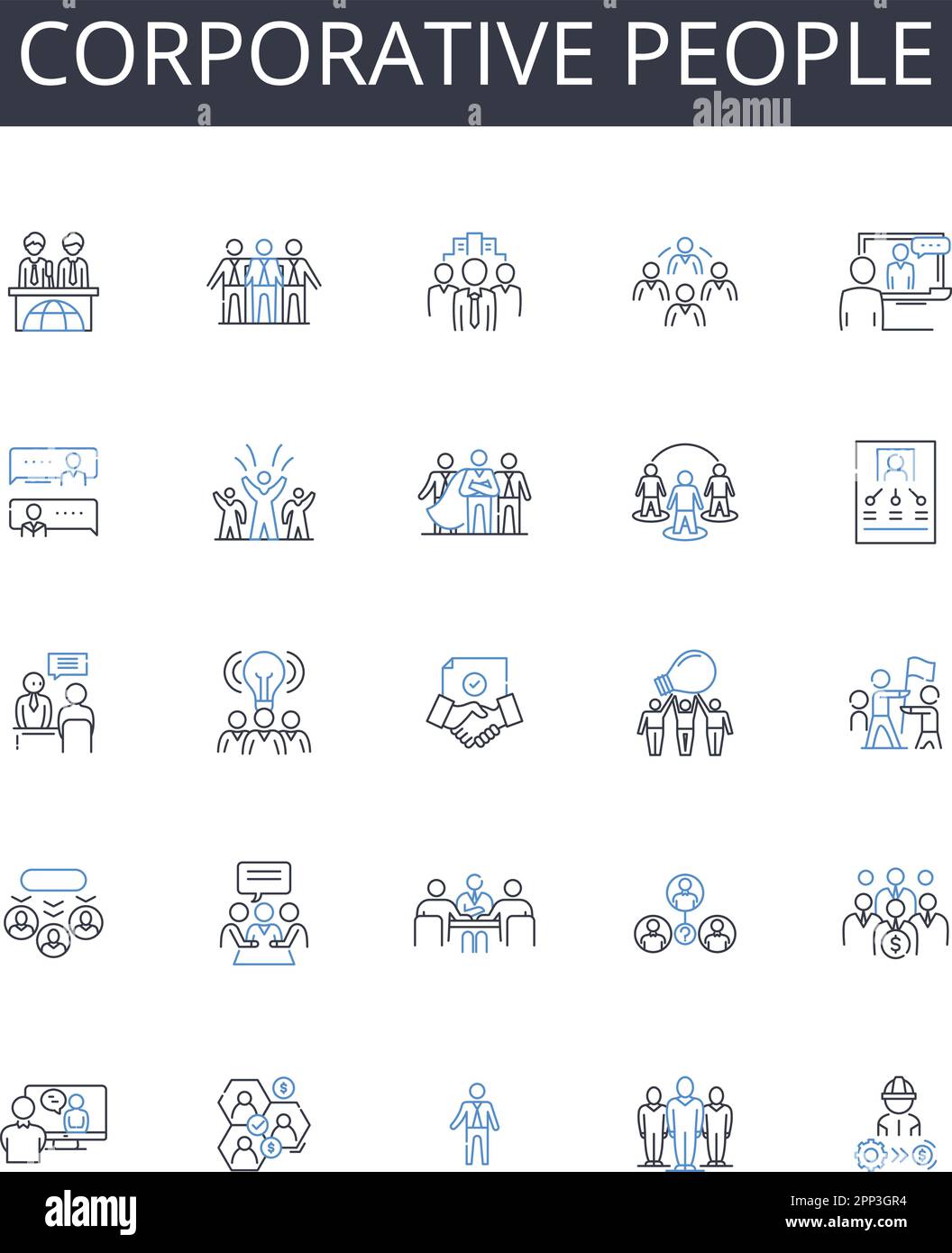 Corporative people line icons collection. Business Partners, Working ...