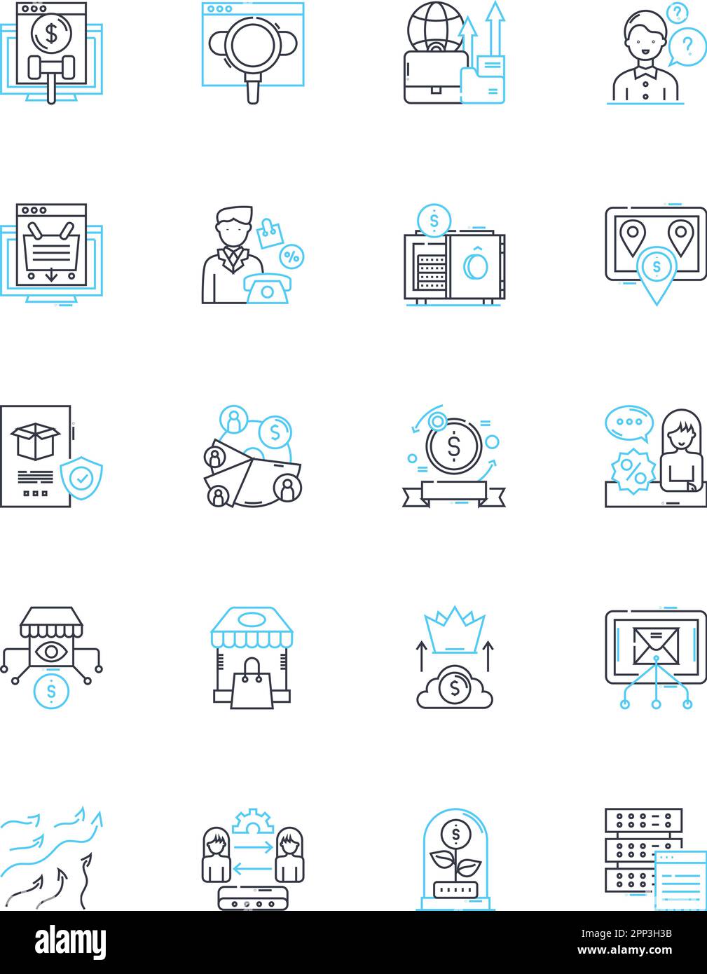 Online store linear icons set. Digital, E-commerce, Checkout, Shopping ...