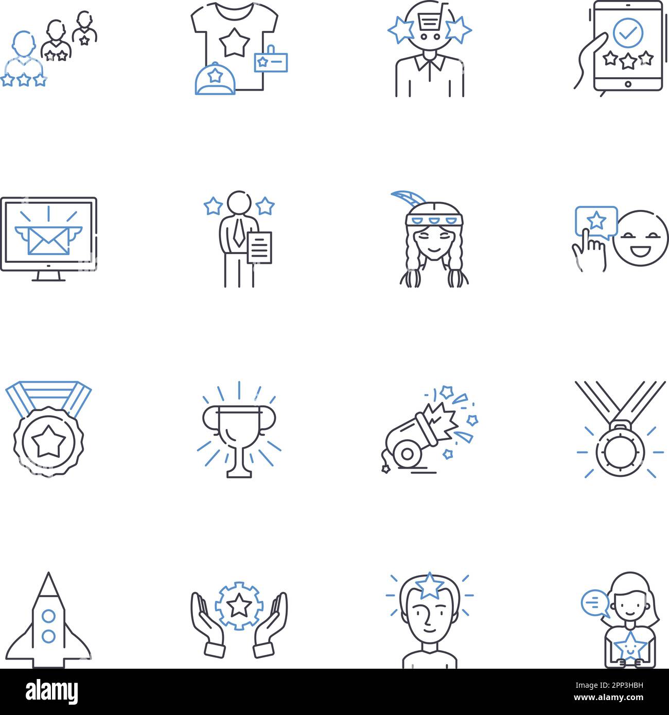 Influential game-changers line icons collection. Visionary 