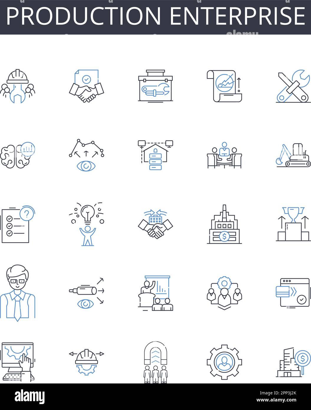 Production enterprise line icons collection. Connection, Link, Bond ...