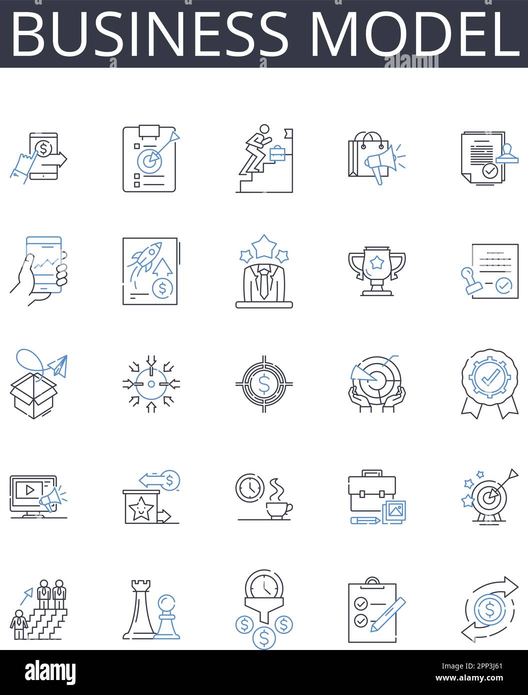 Business Model line icons collection. Refill, Resupply, Restock, Replenish, Renewal, Restoration, Replenishment vector and linear illustration Stock Vector