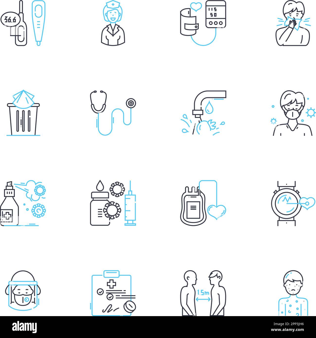 Remote healthcare linear icons set. Telehealth, Telemedicine, Virtual healthcare, E-health, Teleconsultation, Remote monitoring, Teletherapy line Stock Vector