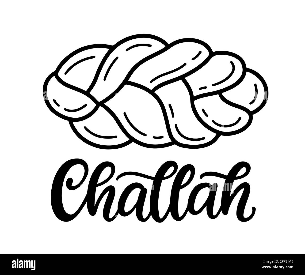 Challah bread line icon logo illustration isolated Stock Vector
